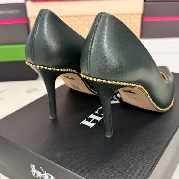 Like New Coach Waverly Pump with Beadchain Amazon Green - Picture 3 of 13